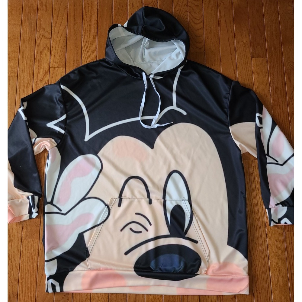 Disney Mickey Mouse Hoodie Double Sided Close Up Mickey Graphic Print Mens 4X